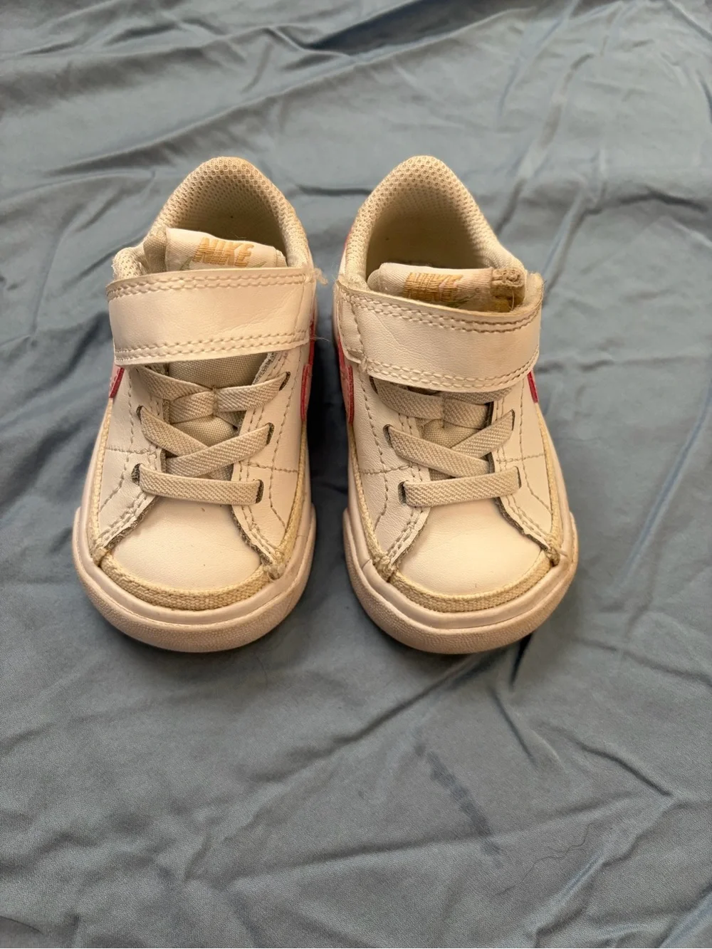 Nike White and Pink Toddler Velcro Sneakers